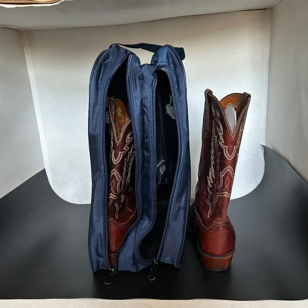Lucchese Boot Carry and Storage Bag with Double Zippered Compartment, Blue - Picture 5 of 5